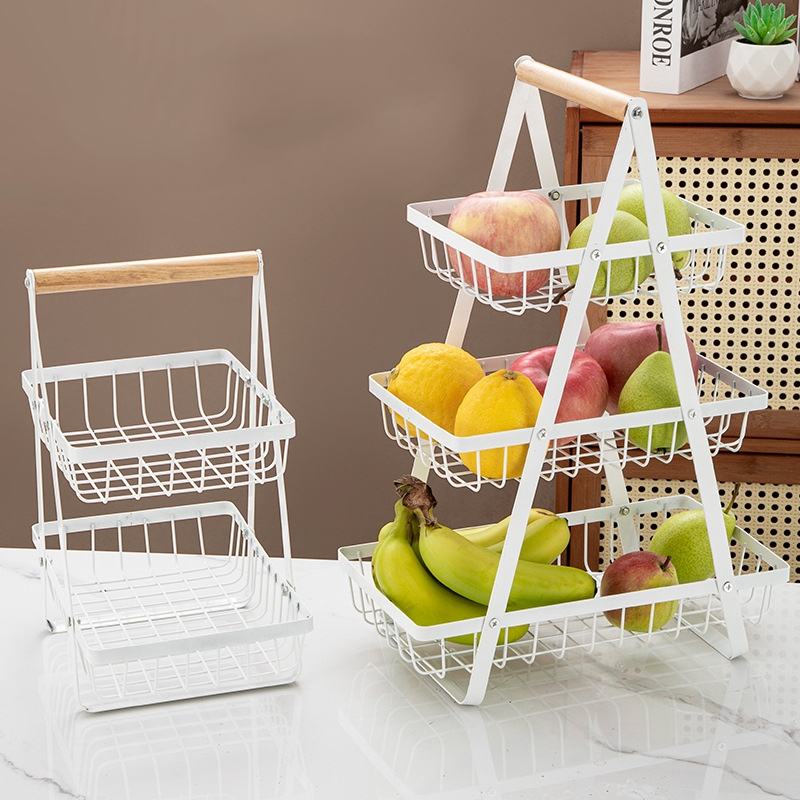 Fruit Basket Three-layer Metal Fruit and Vegetable Storage Basket Kitchen Countertop Rack for Convenient Countertop Organization
