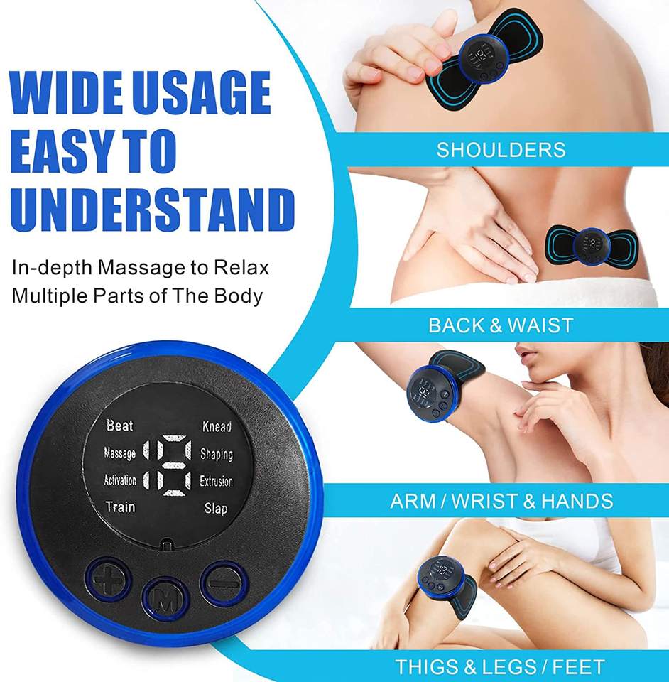 Factory Wholesale Portable Mini Electric EMS Electric Massager Neck Shoulder Massage Belt Back Pain Relief Massager