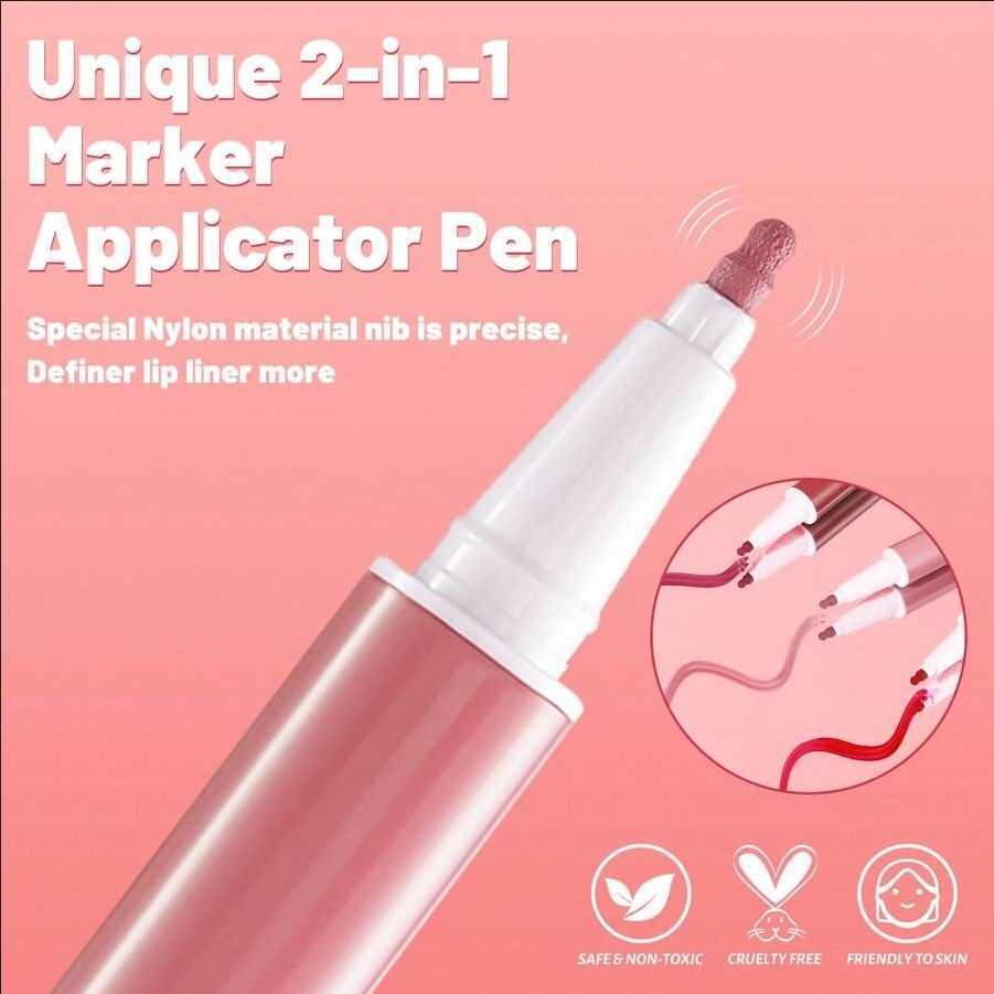 Makeup Smudge Proof Natural Waterproof Long Lasting Quick Dry Lipstick Color Liquid Lip Stain Marker Pen Lip Liner