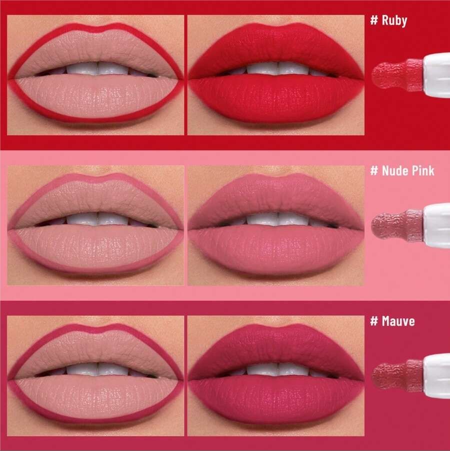 Makeup Smudge Proof Natural Waterproof Long Lasting Quick Dry Lipstick Color Liquid Lip Stain Marker Pen Lip Liner