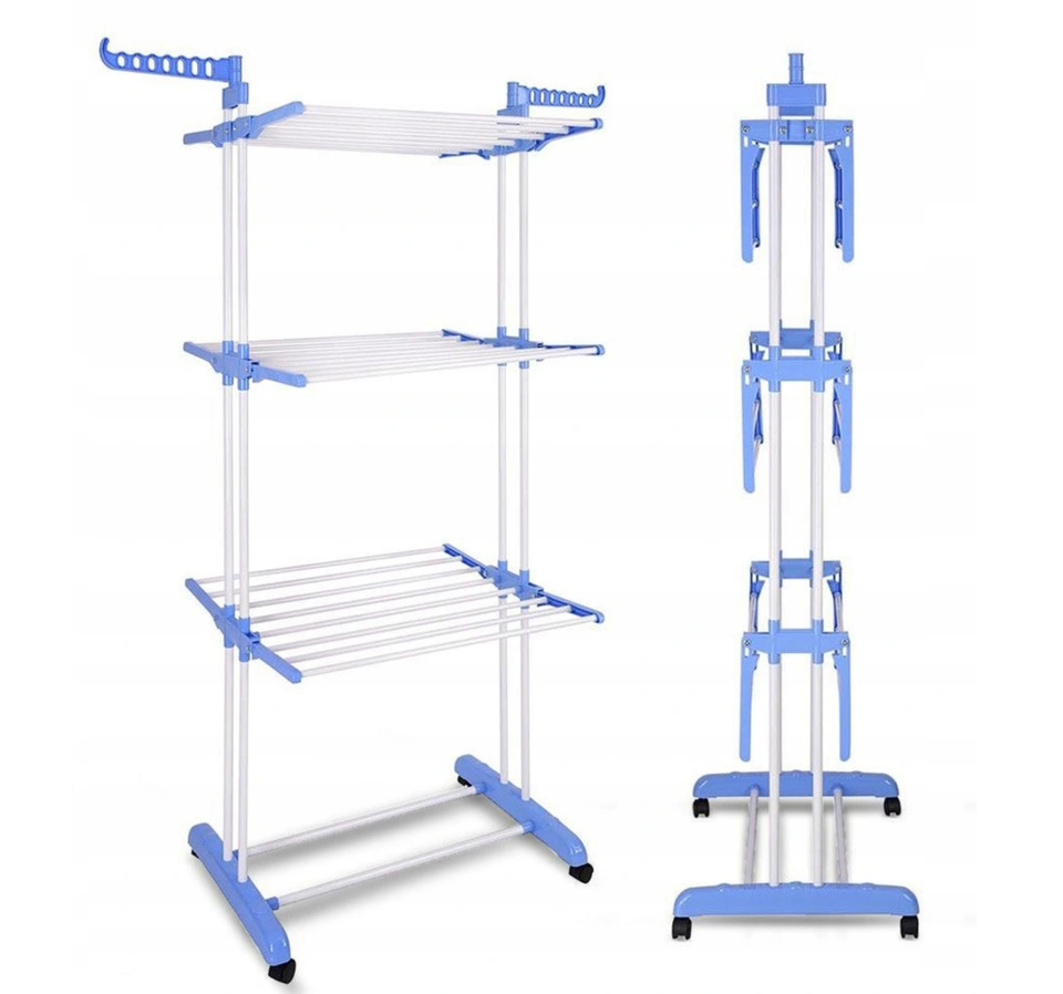Hot Sale Stainless Steel Space-Saving Laundry Rack Foldable Cloth Drying Stand Folding Family Clothes Drying Rack