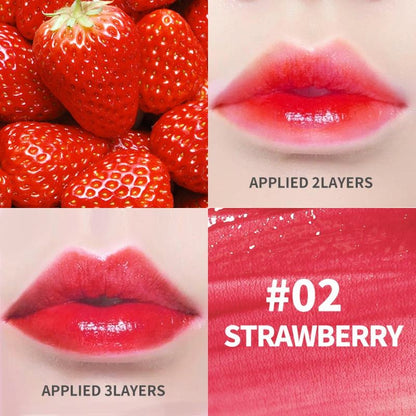 3 in 1 Private Label Liquid Lip Cheek Eye Fruit Tinted Stain Organic Waterproof Pink Strawberry Cherry Lip Gloss Glow Lip Tint