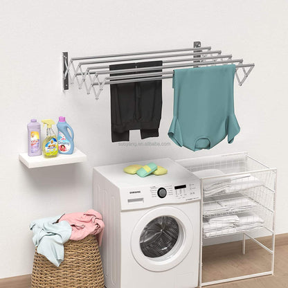 80cm 7 Rods Extendable Foldable Stainless Steel Wall-mounted Towel Rack Drying Rack for Bathroom Balcony Indoor Outdoor
