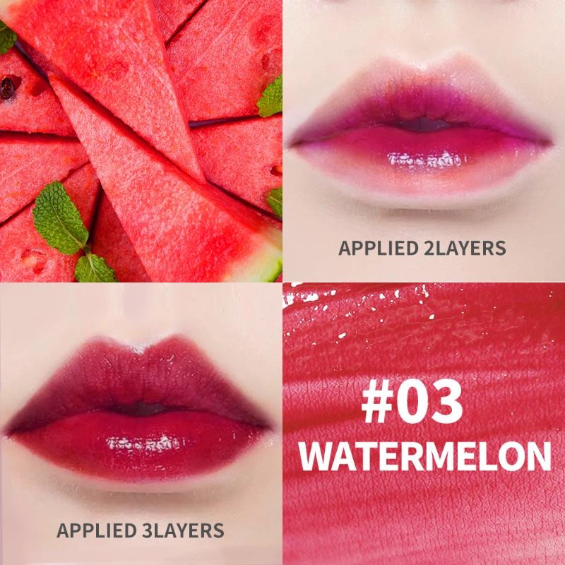 3 in 1 Private Label Liquid Lip Cheek Eye Fruit Tinted Stain Organic Waterproof Pink Strawberry Cherry Lip Gloss Glow Lip Tint