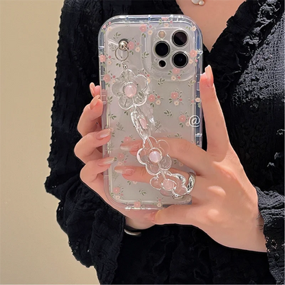 iphone Cute 3D Flower Wrist Phone Chain Soft Phone Case
